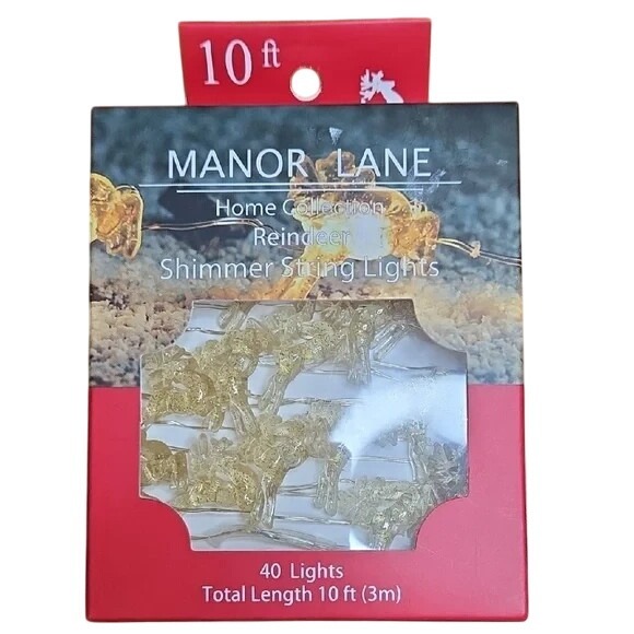 Manor Lane Home Collection Reindeer Shimmer String Lights, 10 Feet, NEW - Picture 1 of 5